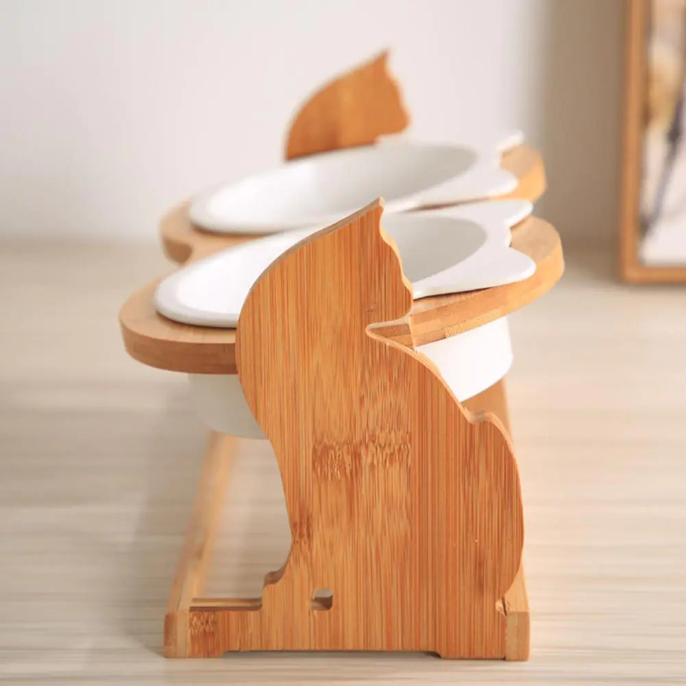 Adjustable Height Pet Bowl Set with Stand for Cats