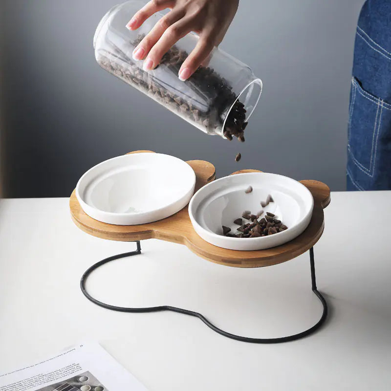 Spine Protection Bowl Holder for Cat Food and Water